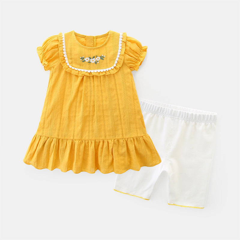 Baby Summer Outfit for Toddlers Five-Piece Pants Two-Piece Set, Lightweight Dress Set