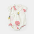 Cute Strawberry Print Snap Front Baby Girl Romper Summer Cotton Onesie
