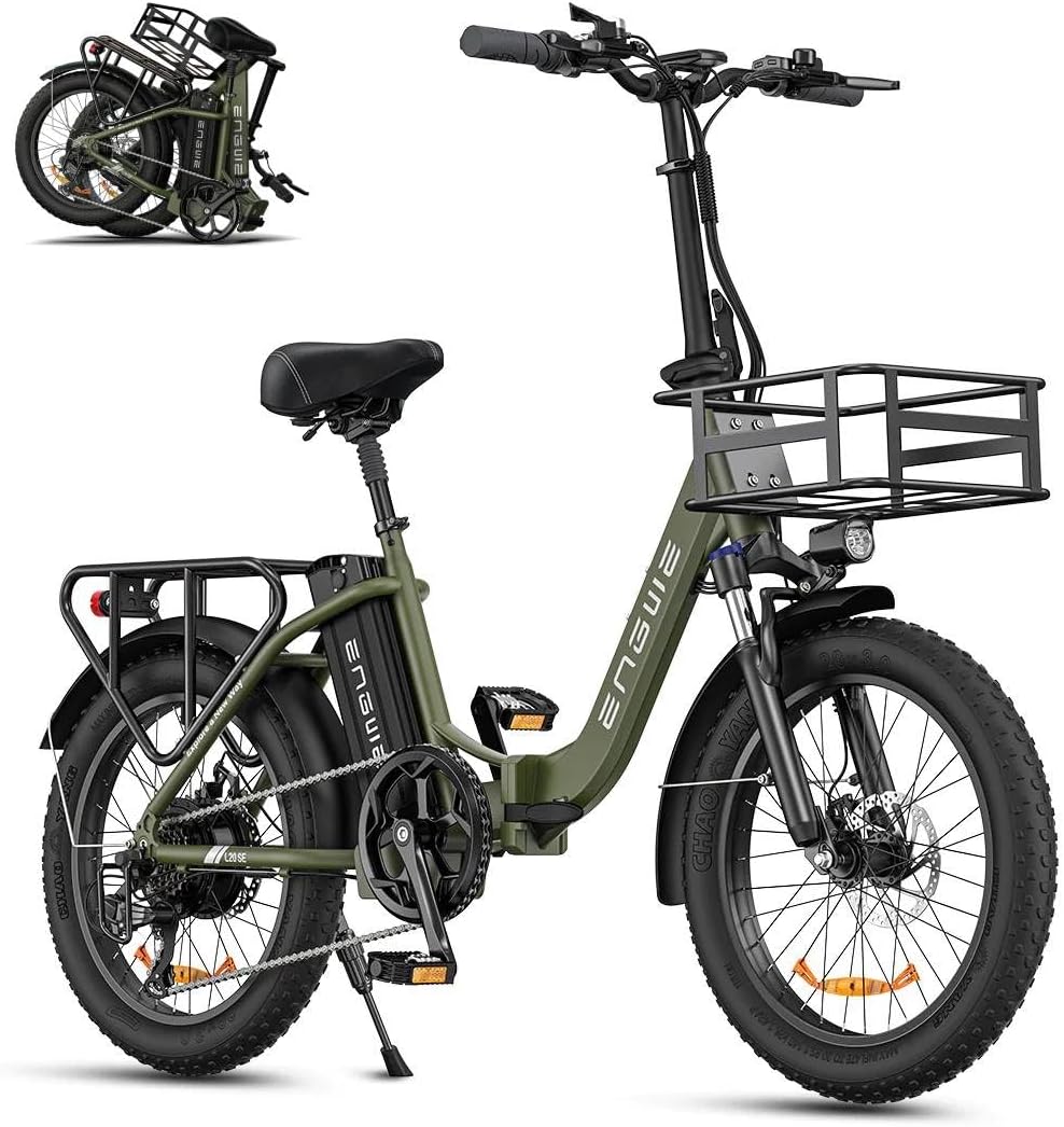 ENGWE E Bike 20 Inch Folding Electric Bike with 3.0 Inch Lithium Battery 15.6Ah Long Range Up to 140km, 7 Speed Off Road for Men, Mountain Bike, Beach and Snow