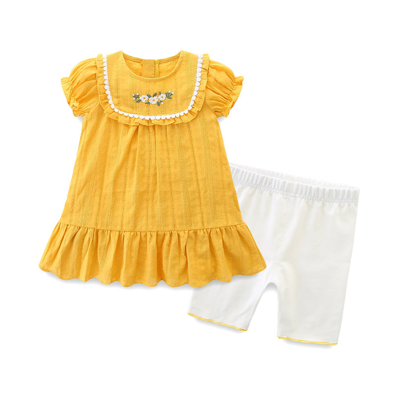 Baby Summer Outfit for Toddlers Five-Piece Pants Two-Piece Set, Lightweight Dress Set