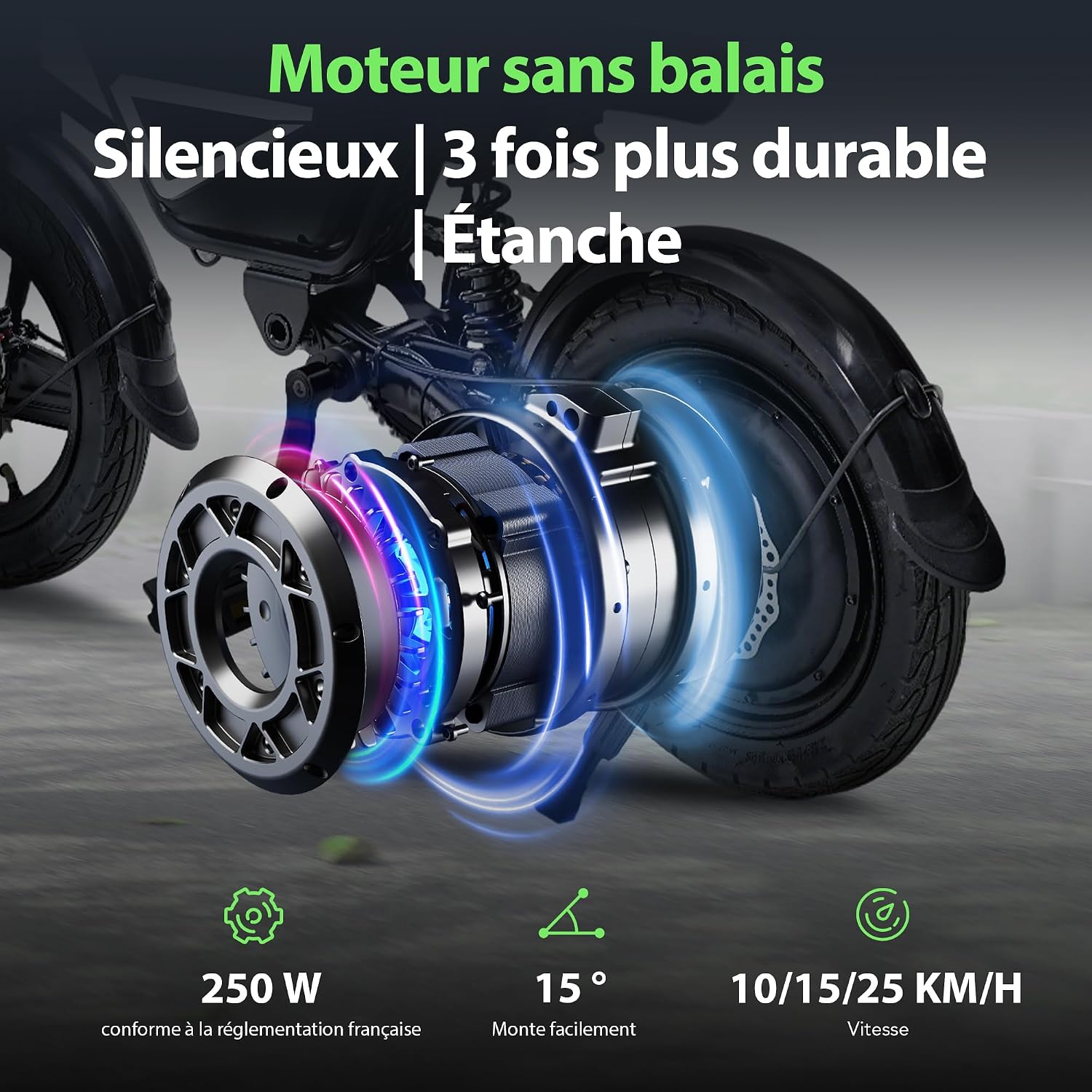 iScooter 14 Inch Folding Electric Bike 432Wh Battery 30-50KM Range 250W Motor Electric Bike for Adults and Teenagers 120kg Load and One App Three Adjustable Speeds 10/15