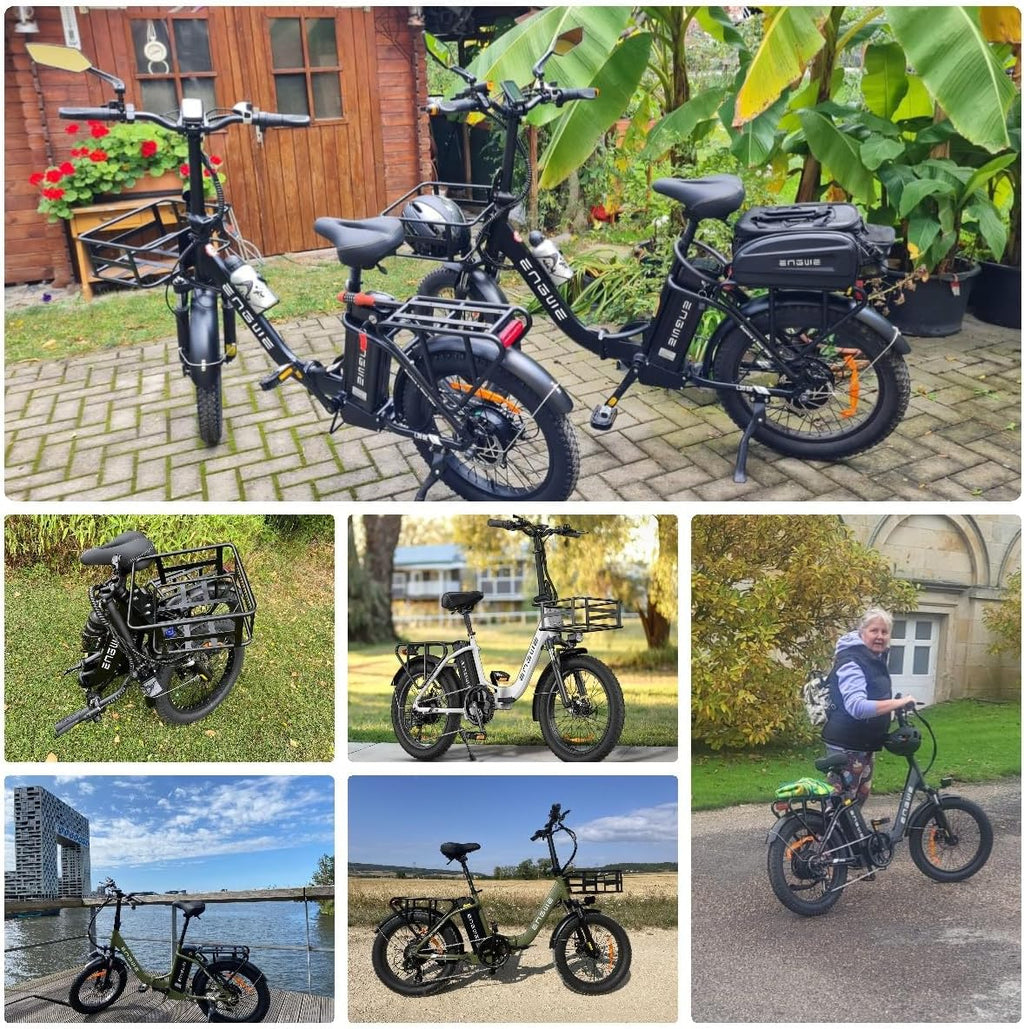 ENGWE E Bike 20 Inch Folding Electric Bike with 3.0 Inch Lithium Battery 15.6Ah Long Range Up to 140km, 7 Speed Off Road for Men, Mountain Bike, Beach and Snow