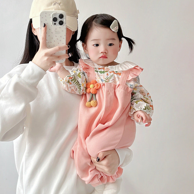 Infant Cotton Romper Long Sleeve Bodysuit for Newborn Baby Girls Spring and Autumn
